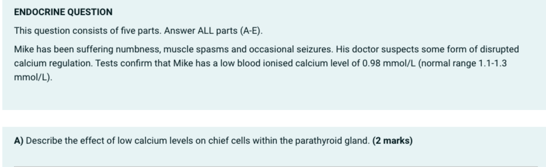 Solved ENDOCRINE QUESTION This Question Consists Of Five | Chegg.com