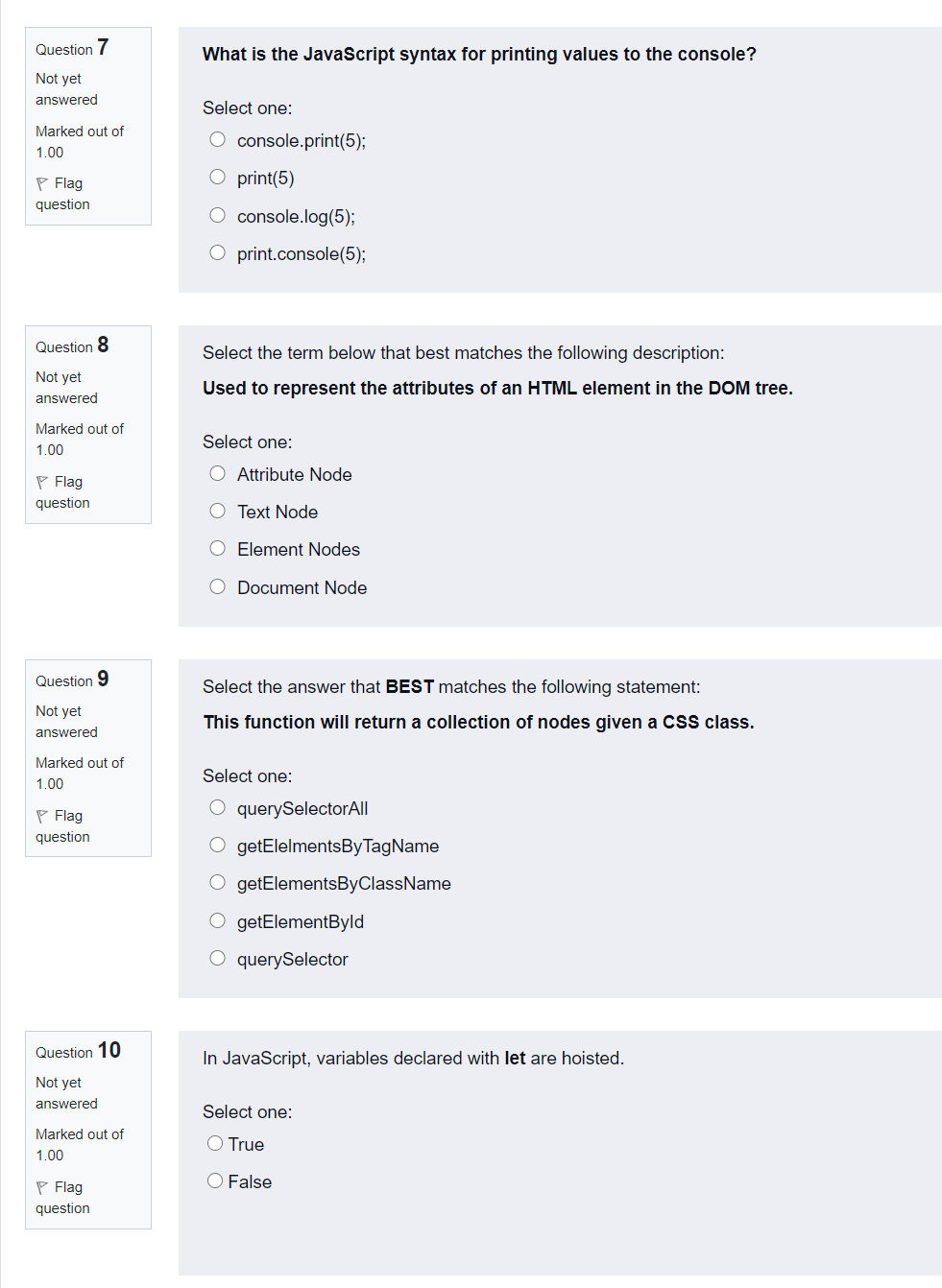 Solved Question 1 In JavaScript, variables declared inside a | Chegg.com