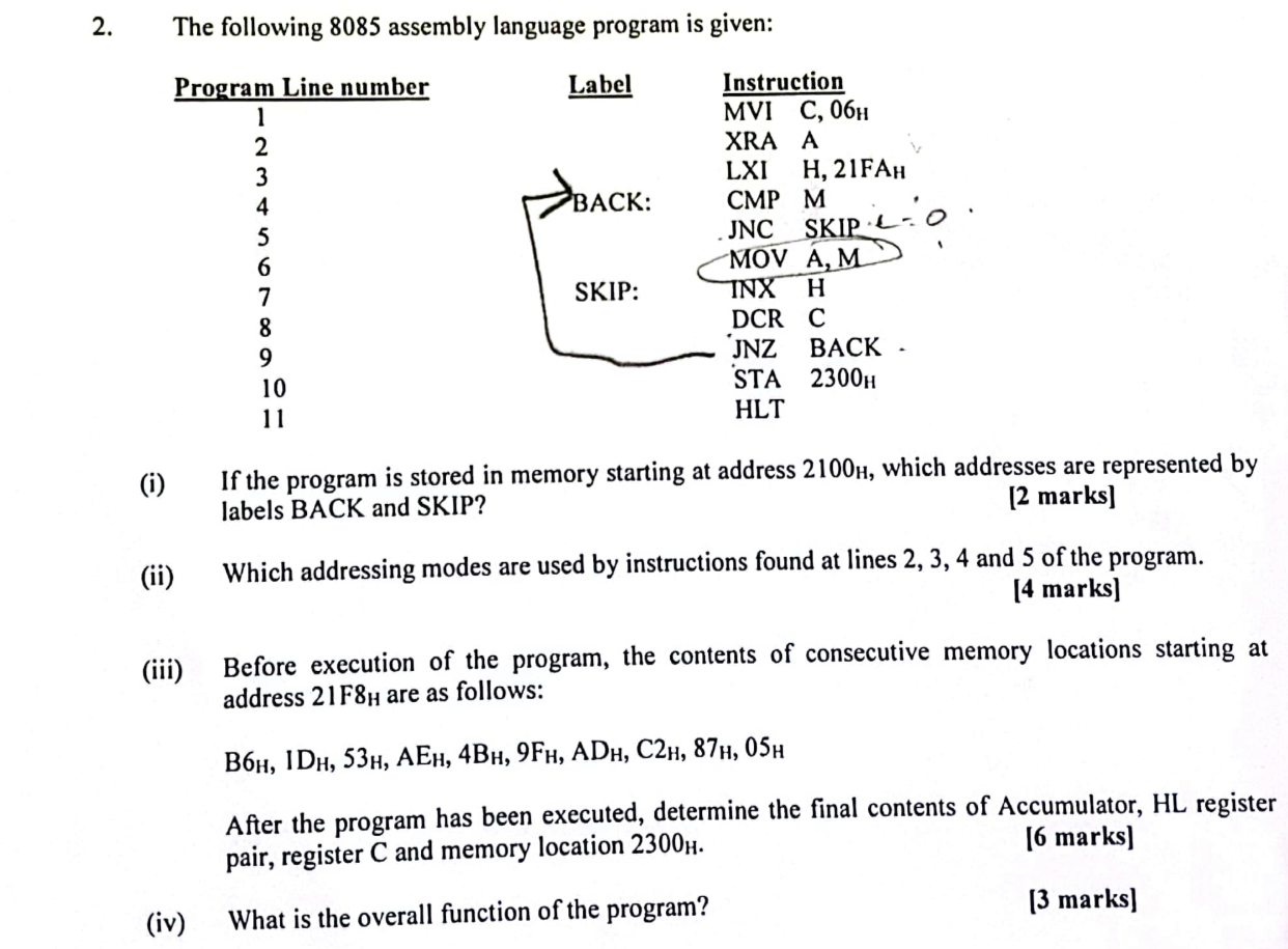 Solved 2. The Following 8085 Assembly Language Program Is | Chegg.com