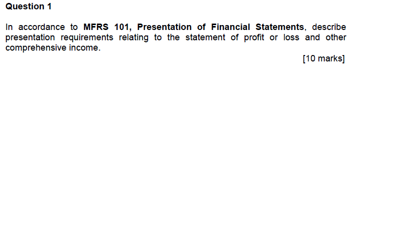 amendments to mfrs 101 presentation of financial statements