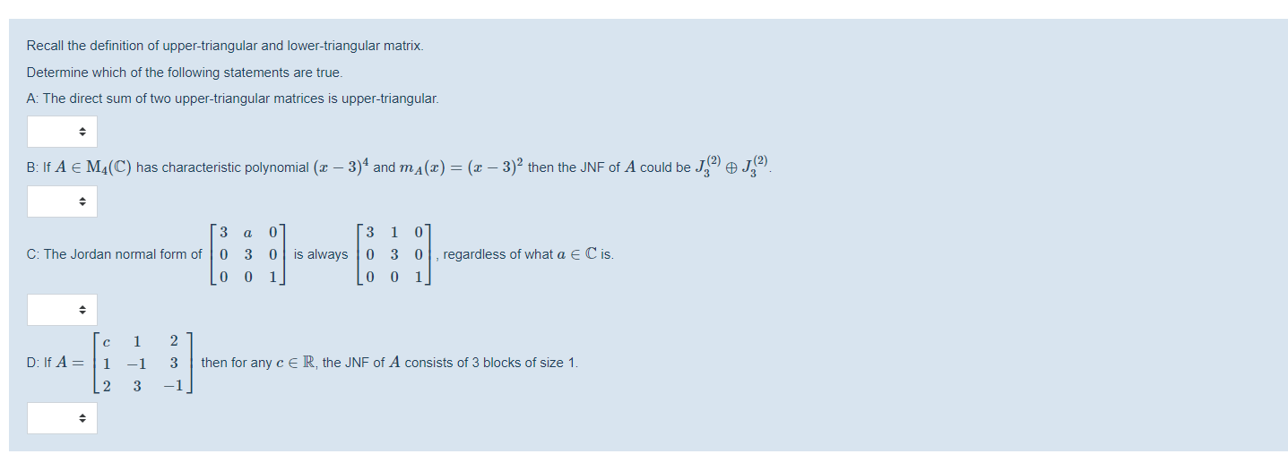 Solved Recall the definition of upper-triangular and | Chegg.com