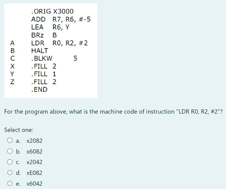 Solved For the program above, what is the machine code of | Chegg.com