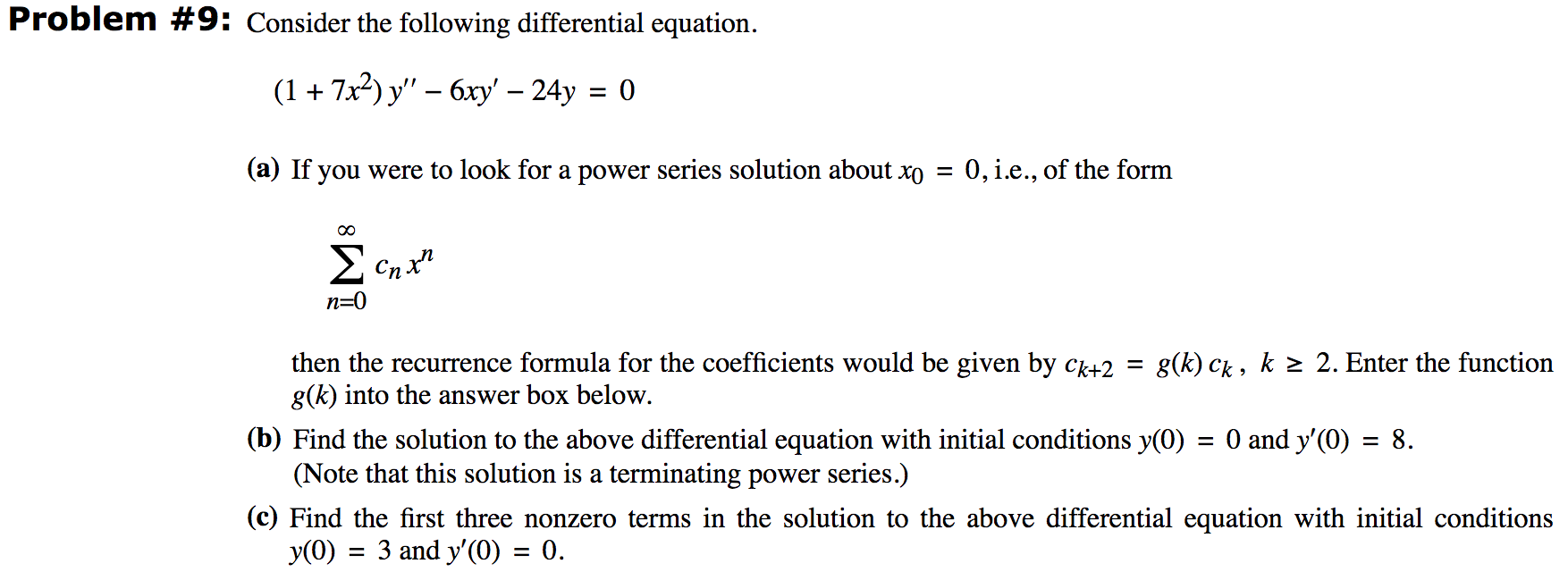 Solved Problem #9: Consider the following differential | Chegg.com