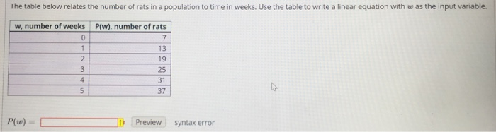 Solved The table below relates the number of rats in a | Chegg.com