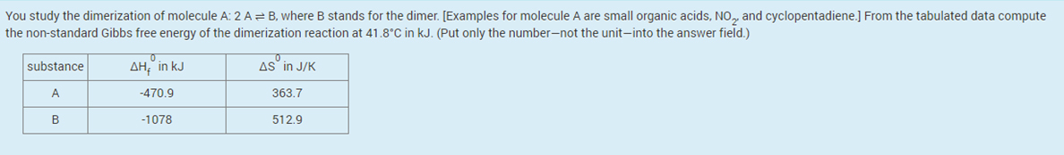 Solved You study the dimerization of molecule A: 2 A=B, | Chegg.com