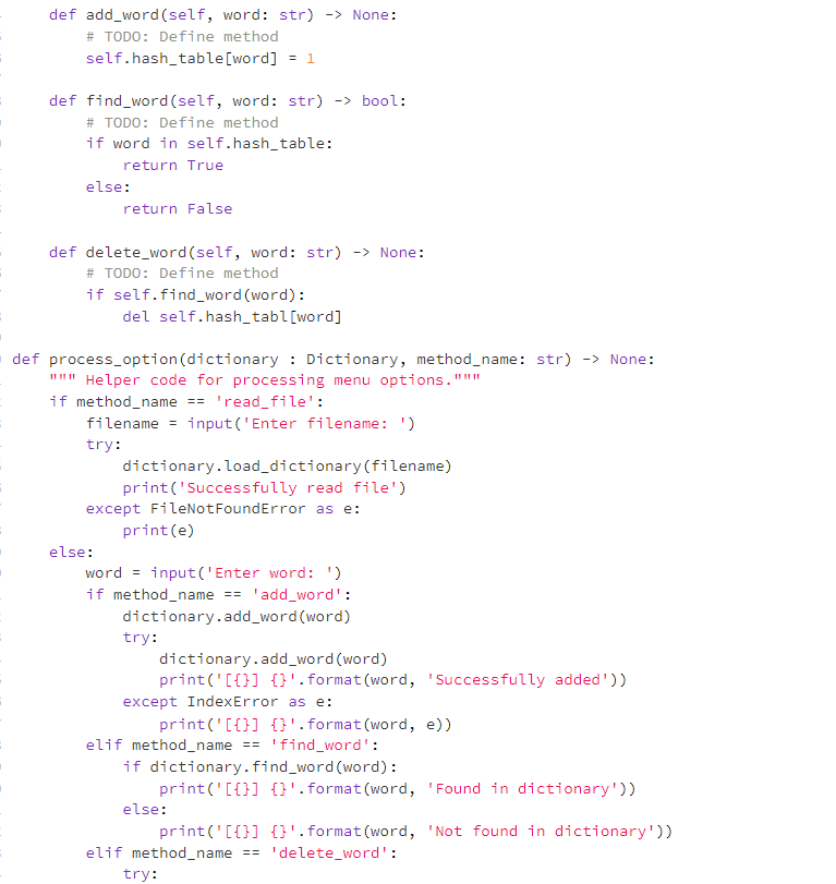 Solved Analysing Hash Tables - Python - add comments to each | Chegg.com