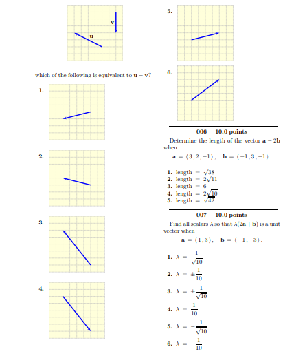 Solved 005 10.0 points For the vectors u and v shown in 11 | Chegg.com