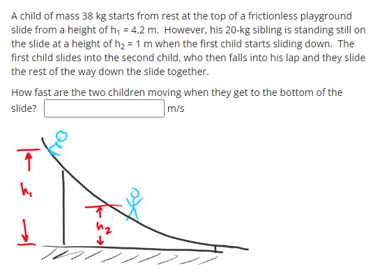 Solved A child of mass 38 kg starts from rest at the top of | Chegg.com