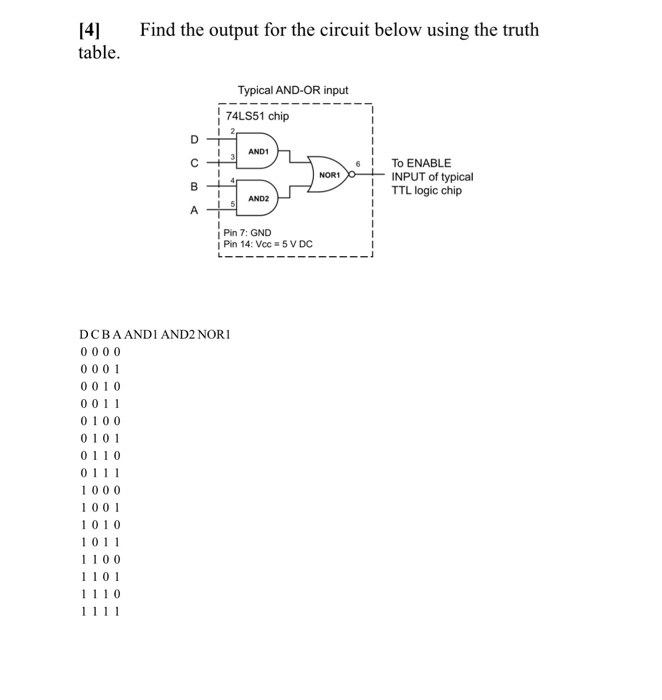 Solved 4] Find the output for the circuit below using the | Chegg.com