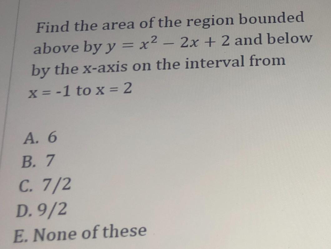 Solved Find the area of the region bounded above by y = x2 - | Chegg.com