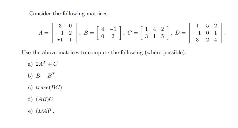 Solved Consider The Following | Chegg.com