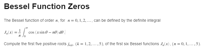Solved Bessel Function Zeros The Bessel function of order n, | Chegg.com