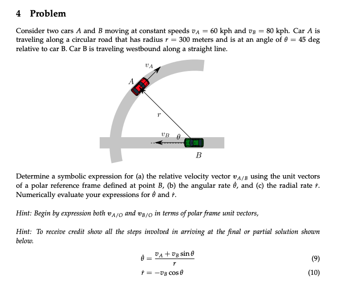 Solved Consider two cars A and B moving at constant speeds | Chegg.com