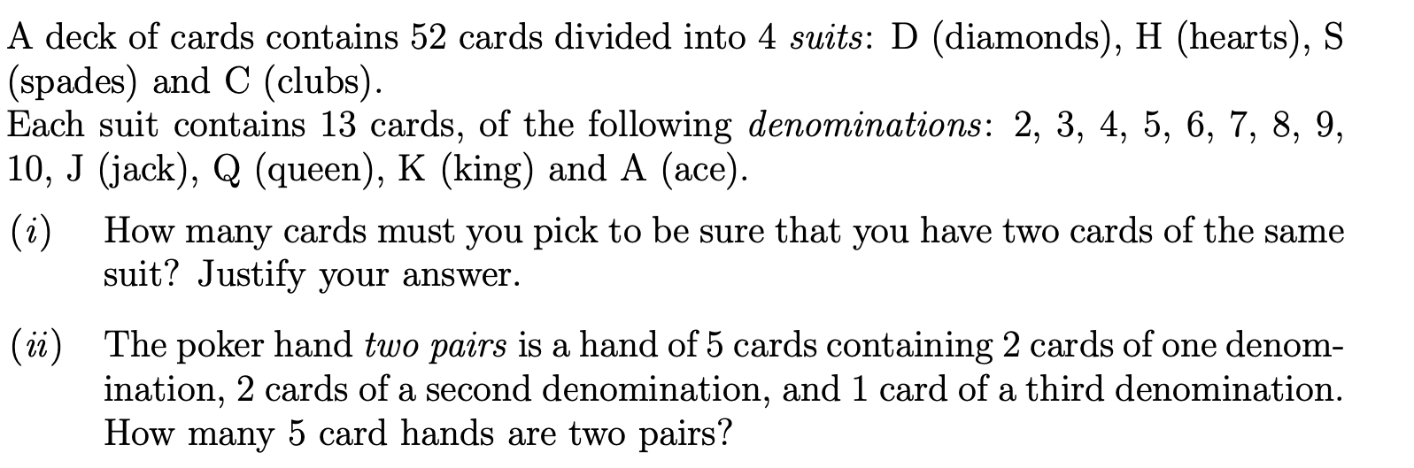 Solved 2 2 > 2 > > A deck of cards contains 52 cards divided