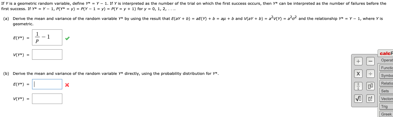 Solved If Y Is A Geometric Random Variable Define Y Y Chegg Com