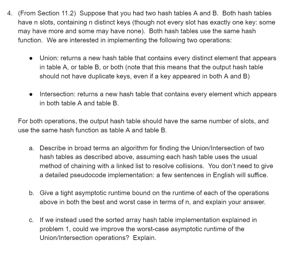 Solved (From Section 11.2) Suppose that you had two hash | Chegg.com