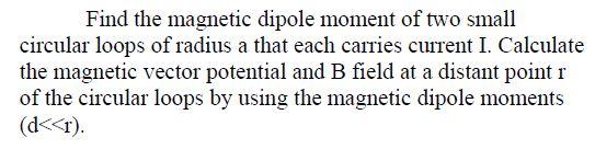Solved Find the magnetic dipole moment of two small circular | Chegg.com