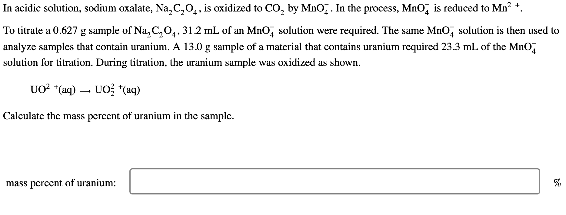 Solved In acidic solution, sodium oxalate, Na2C2O4, is | Chegg.com