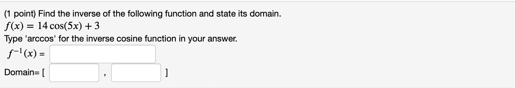 domain of cos inverse √ x 1