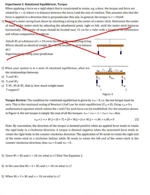 Solved Experiment 2: Rotational Equilibrium, Torque When | Chegg.com
