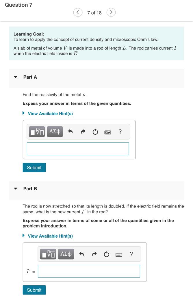 Solved 7 of 18 Learning Goal: To learn to apply the concept | Chegg.com
