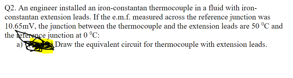 Solved Draw the equivalent circuit for the thermocouple with | Chegg.com