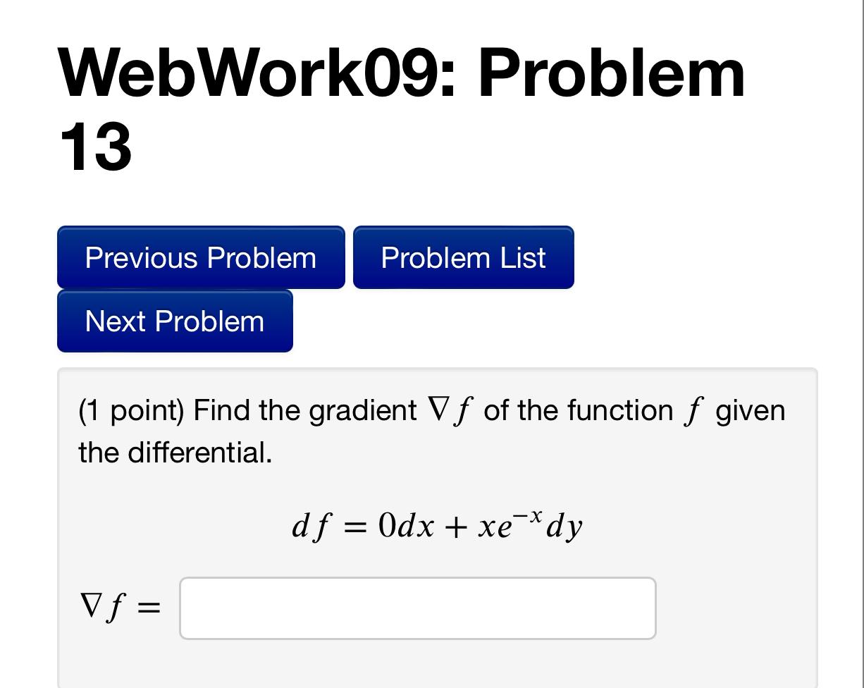 find the gradient of the function given the differential