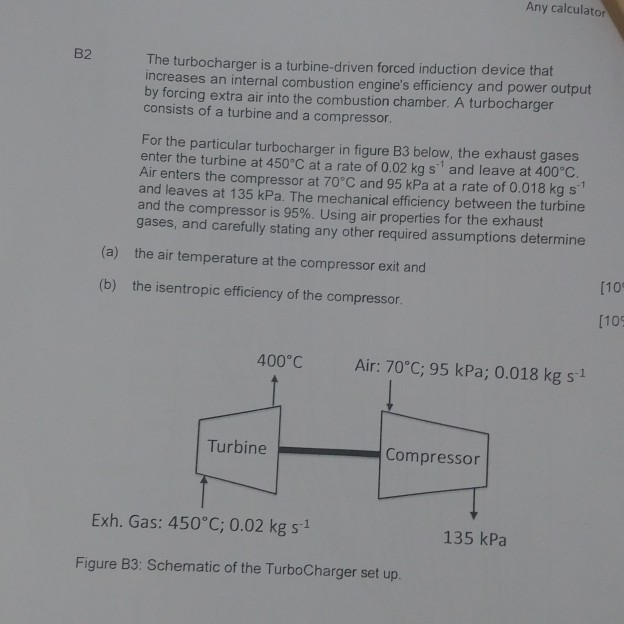 Solved Any calculator The turbocharger is a turbinedriven
