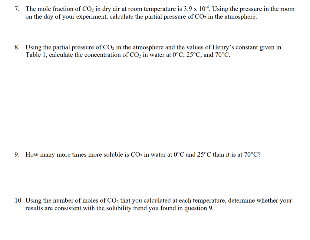 7 The Mole Fraction Of Co2 In Dry Air At Room Tem