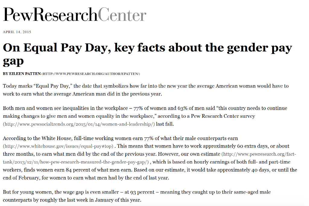 equal pay day statistics