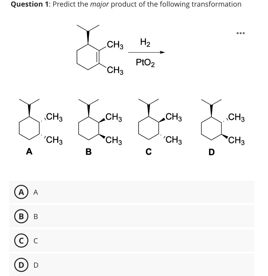 Solved Question 1: Predict The Major Product Of The | Chegg.com