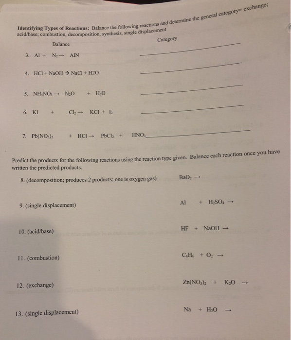 Solved the general category and determine Identifying Types | Chegg.com