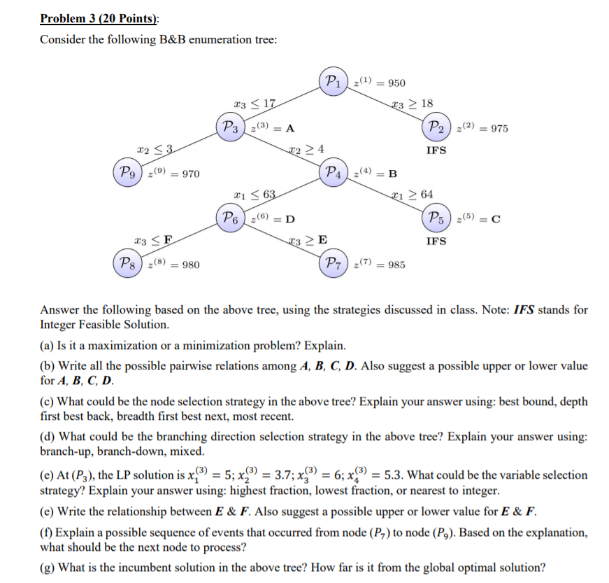 Problem 3 (20 Points): Consider The Following | Chegg.com