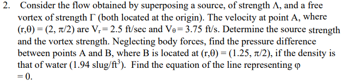 Solved Consider the flow obtained by superposing a source, | Chegg.com