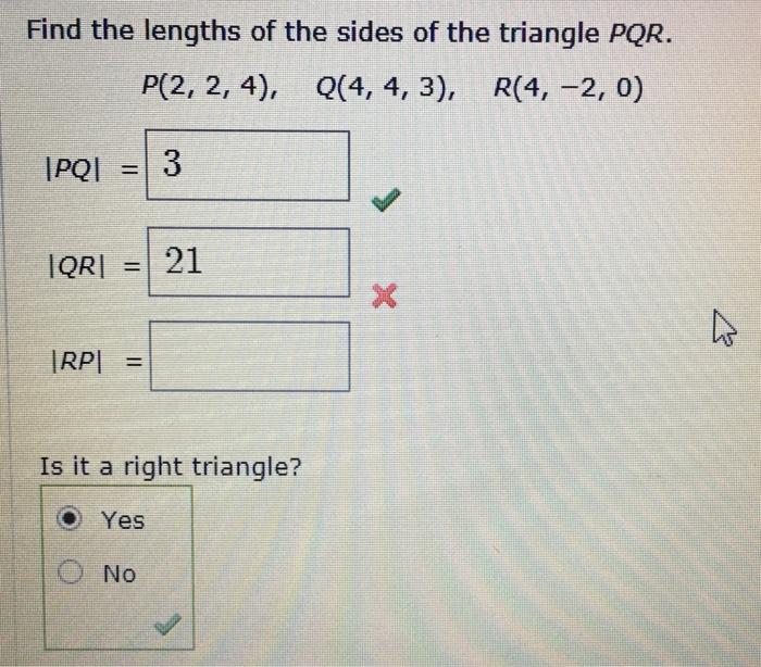 Solved Find The Lengths Of The Sides Of The Triangle Pqr 6844