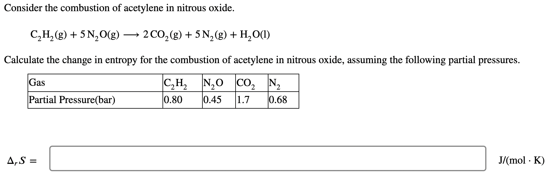 Solved Consider the combustion of acetylene in nitrous
