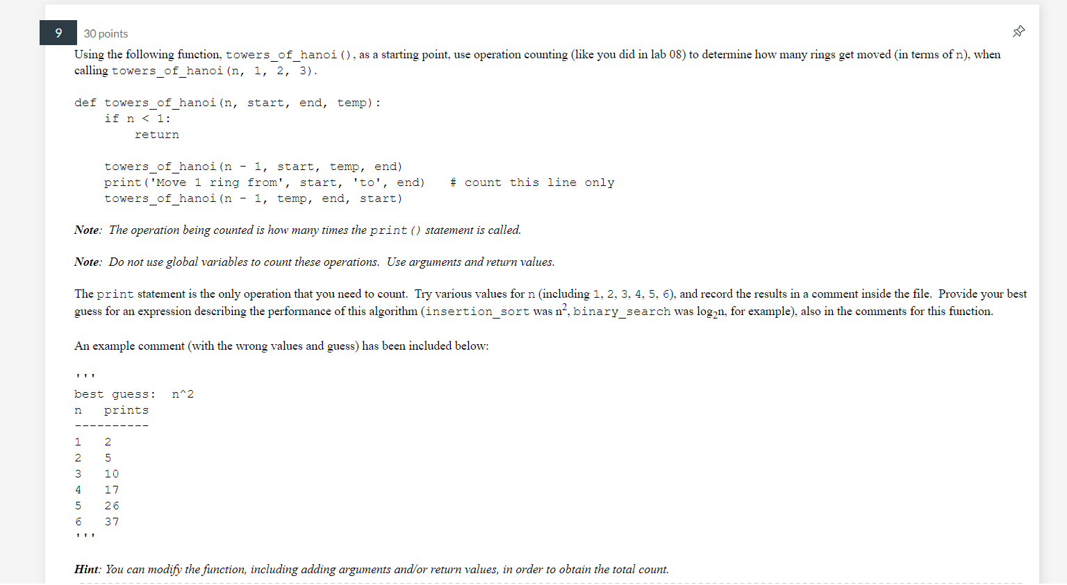 Solved 30 points Using the following function, | Chegg.com