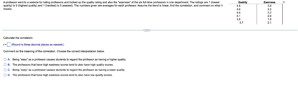 Solved A Professor Went To A Website For Rating Professors | Chegg.com