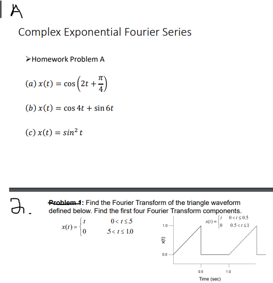 Solved Complex Exponential Fourier Series Homework Problem A