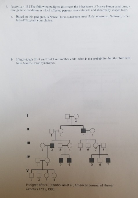 Solved 3. [exercise 4.18] The following pedigree illustrates | Chegg.com