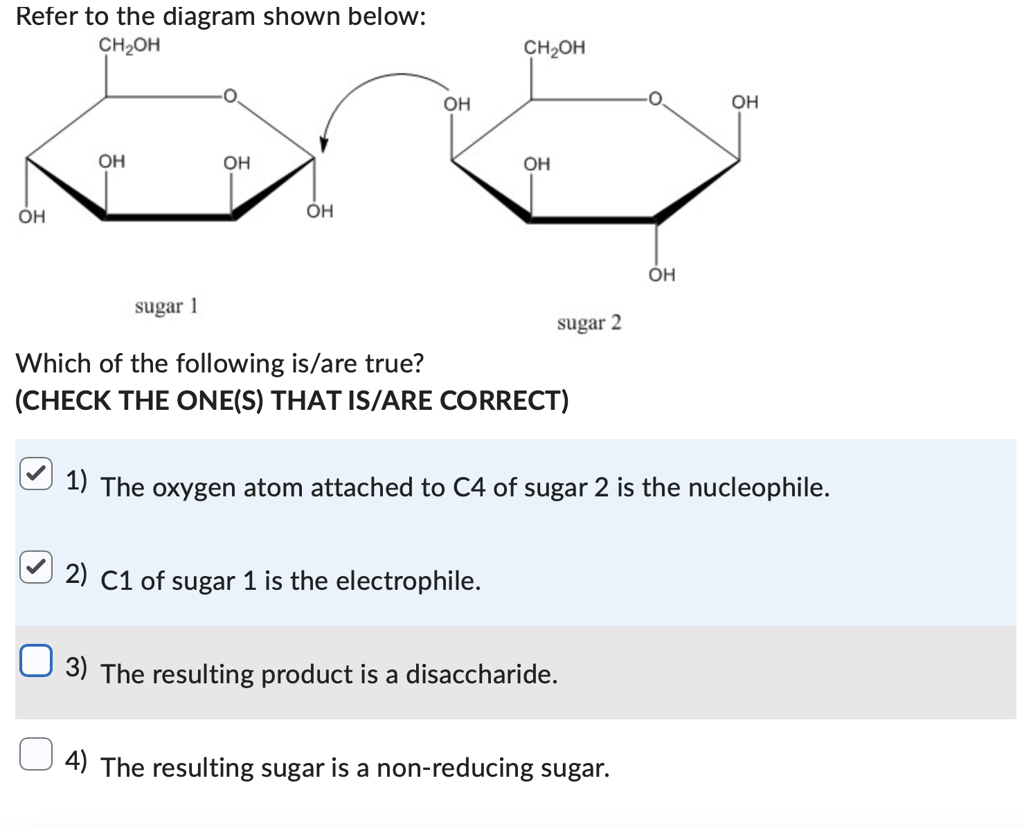 Refer to the diagram shown below:sugar 1sugar 2Which | Chegg.com