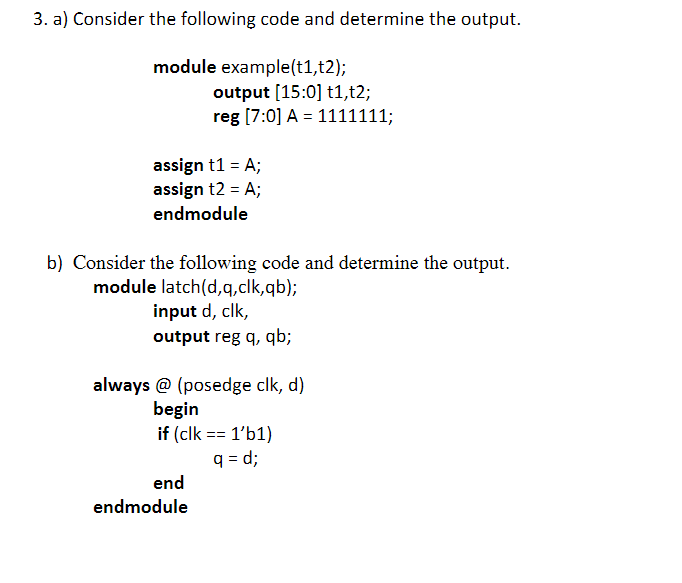 Solved 3. A) Consider The Following Code And Determine The | Chegg.com