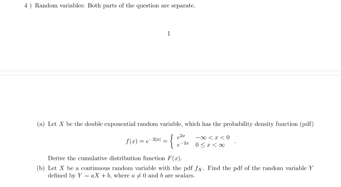 Solved (a) ﻿Let x ﻿be the double exponential random | Chegg.com