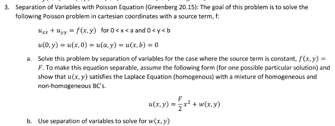 Solved 3. Separation of Variables with Poisson Equation | Chegg.com