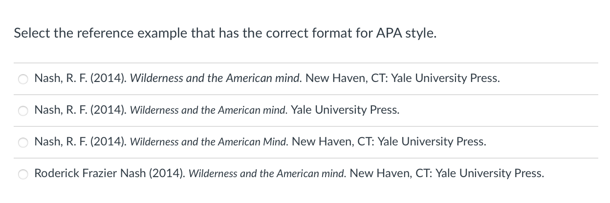 Select the reference example that has the correct | Chegg.com