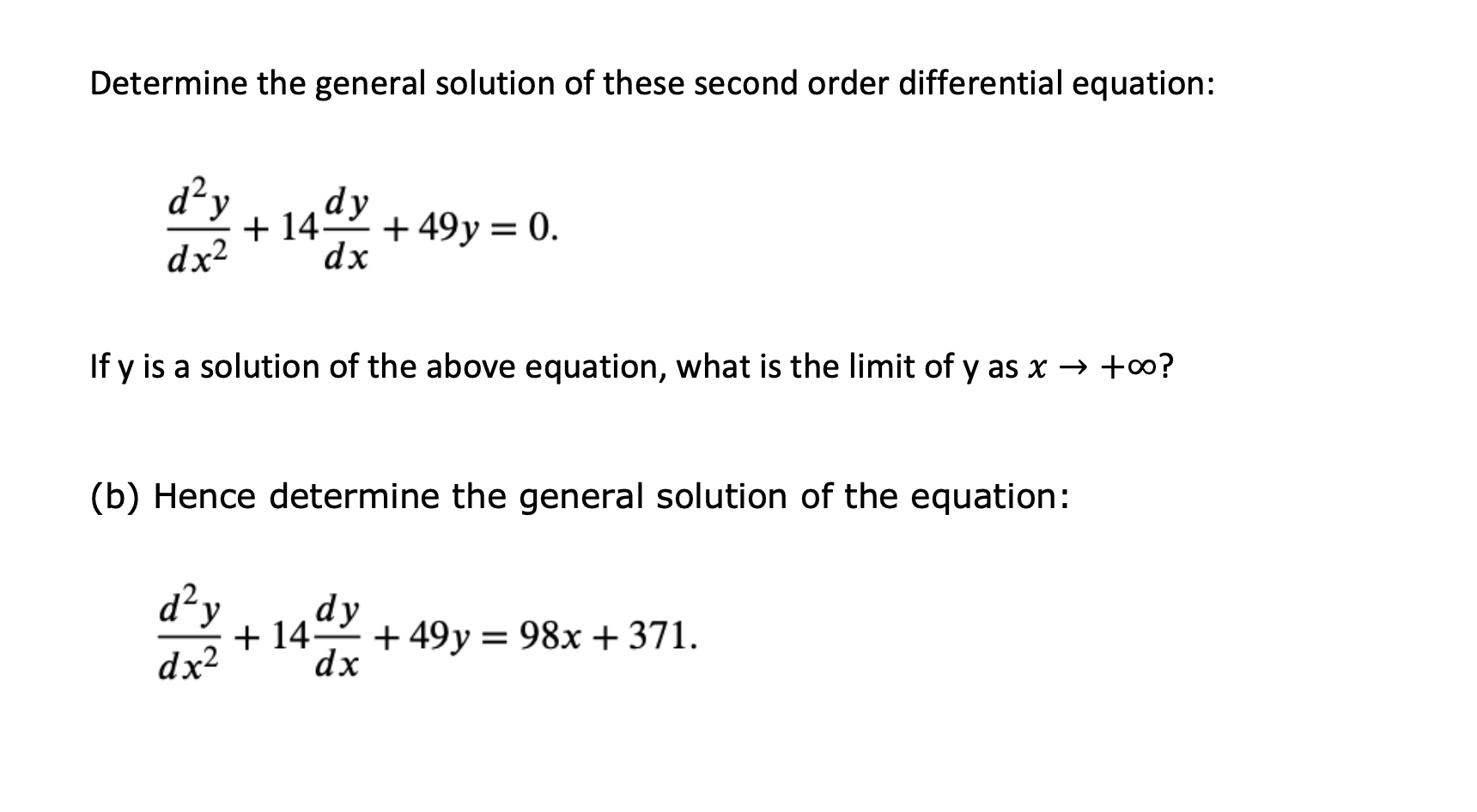 Solved Determine the general solution of these second order | Chegg.com