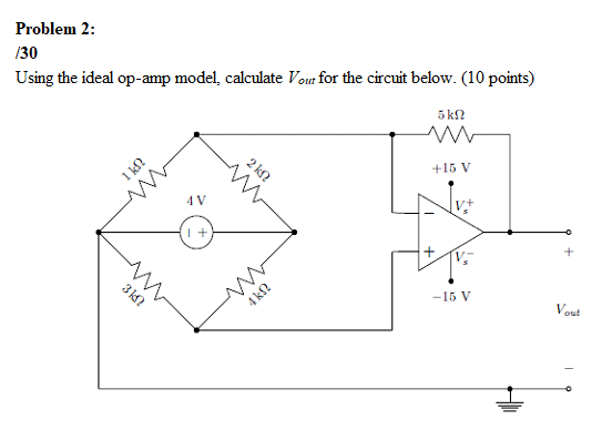 Solved Problem 2: /30 Using the ideal op-amp model, | Chegg.com