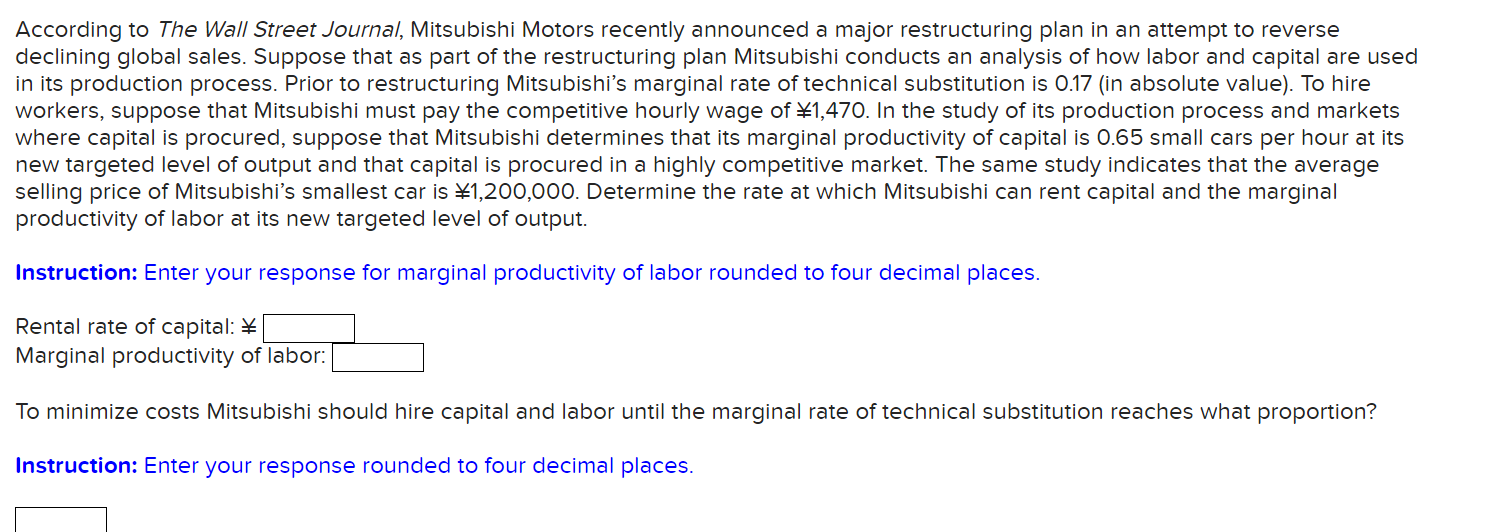 Solved According to The Wall Street Journal, Mitsubishi