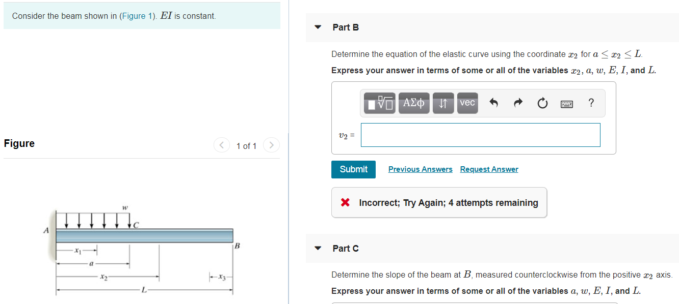 Solved Consider the beam shown in (Figure 1). EI is | Chegg.com