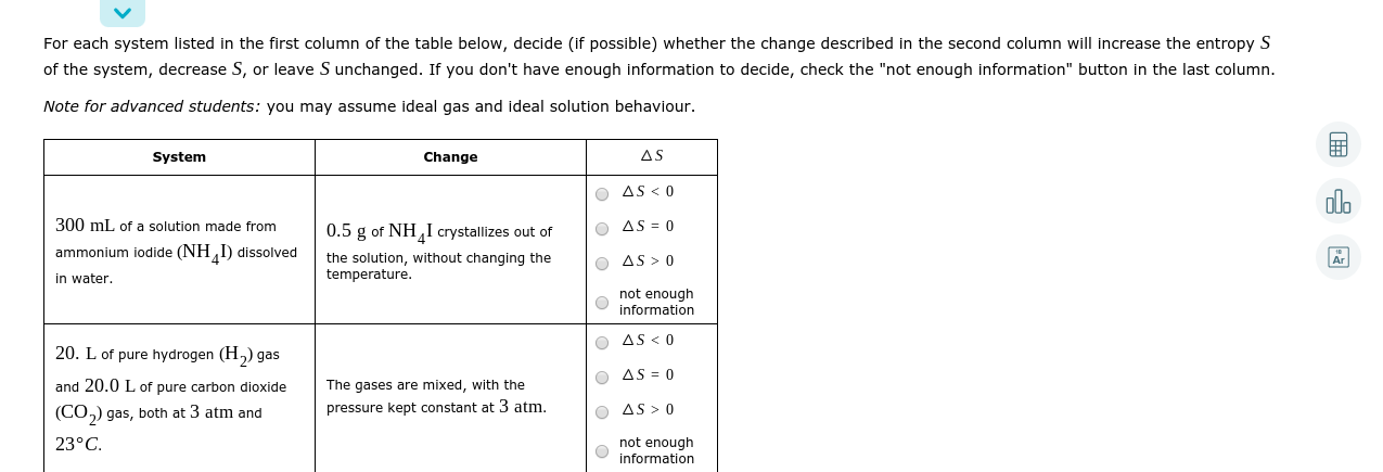 Solved For each system listed in the first column of the | Chegg.com